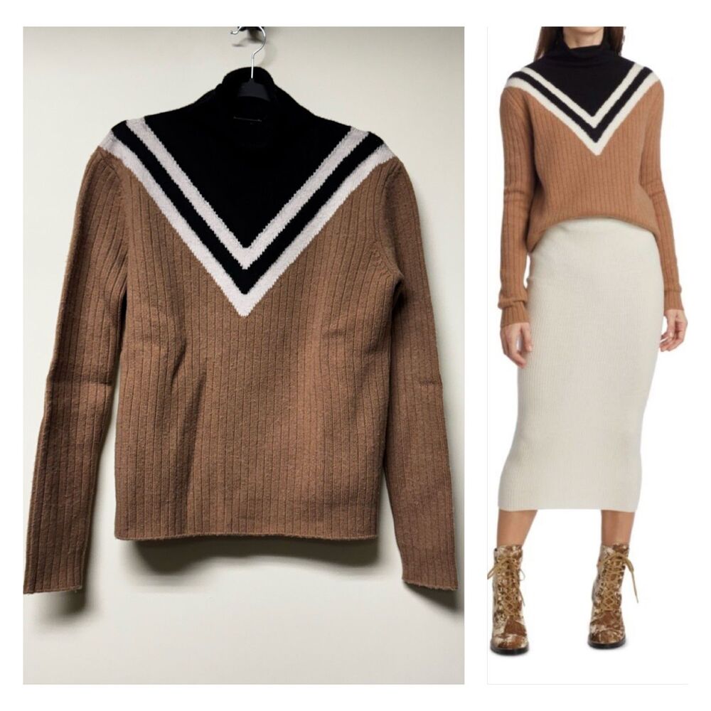 CAROLINE CONSTAS Emersyn Funnelneck 100% Wool Sweater, Sz S